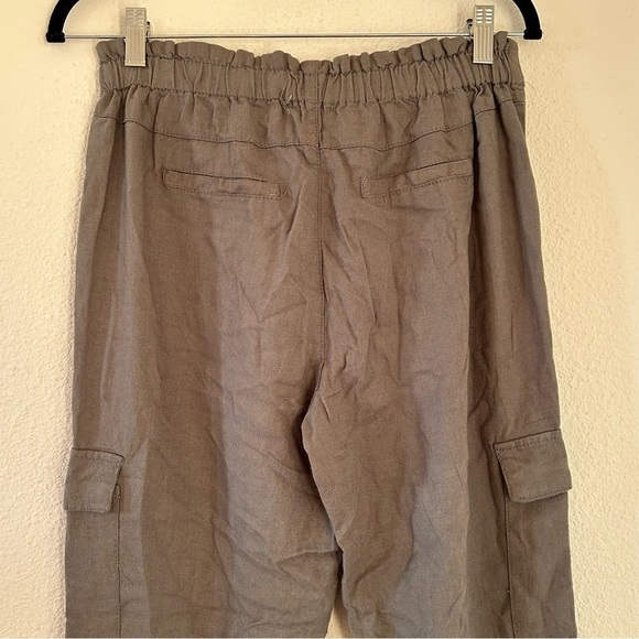 Style Me Olive Green Lenin Blend Cargo Pants Women Size Petite Small - Picture 4 of 8